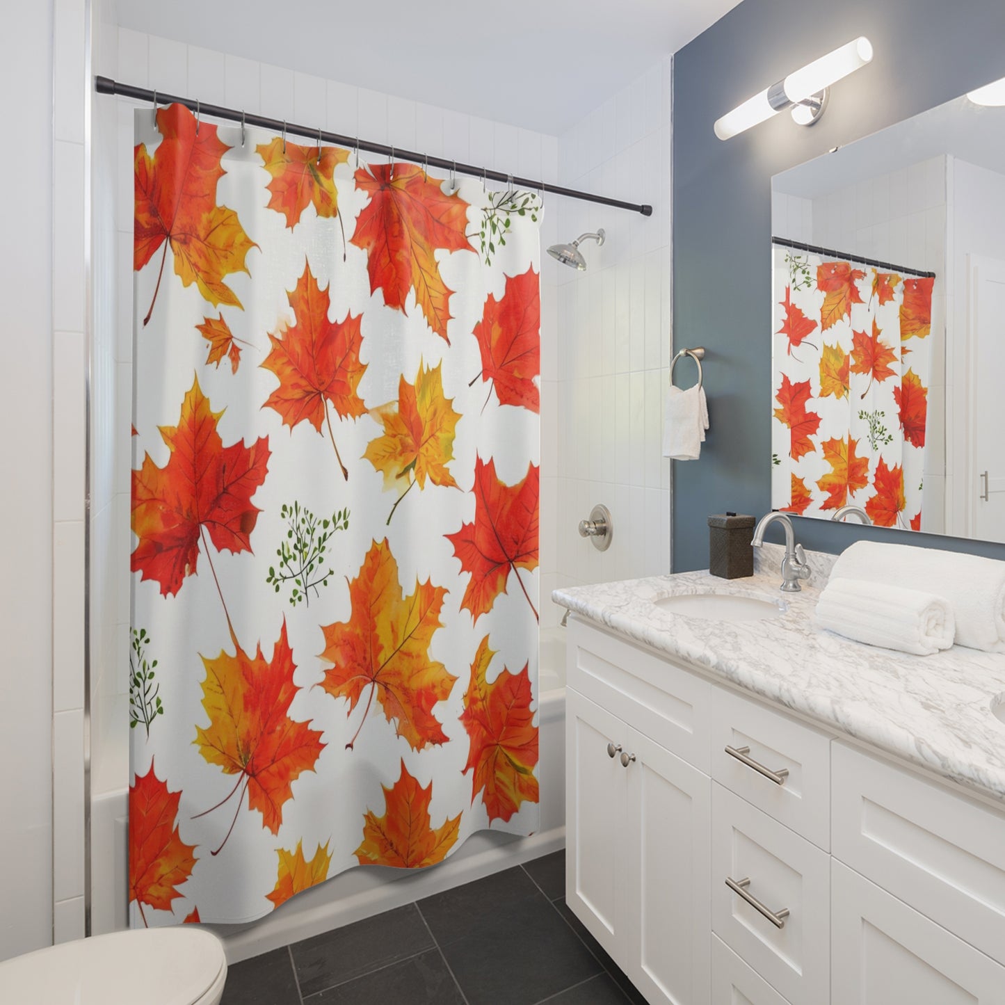 Autumn Leaves Shower Curtain | Fall Decor, Bathroom Accessories, Seasonal Home Decor, Nature Theme, Thanksgiving Gift