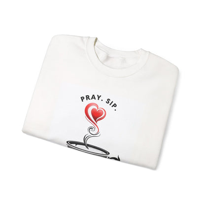 Cozy Coffee Lover Crewneck Sweatshirt - Pray Sip Repeat, Relaxed Fit Gift, Perfect for Coffee Lovers, Casual Cozy Wear, Thoughtful Gift Idea
