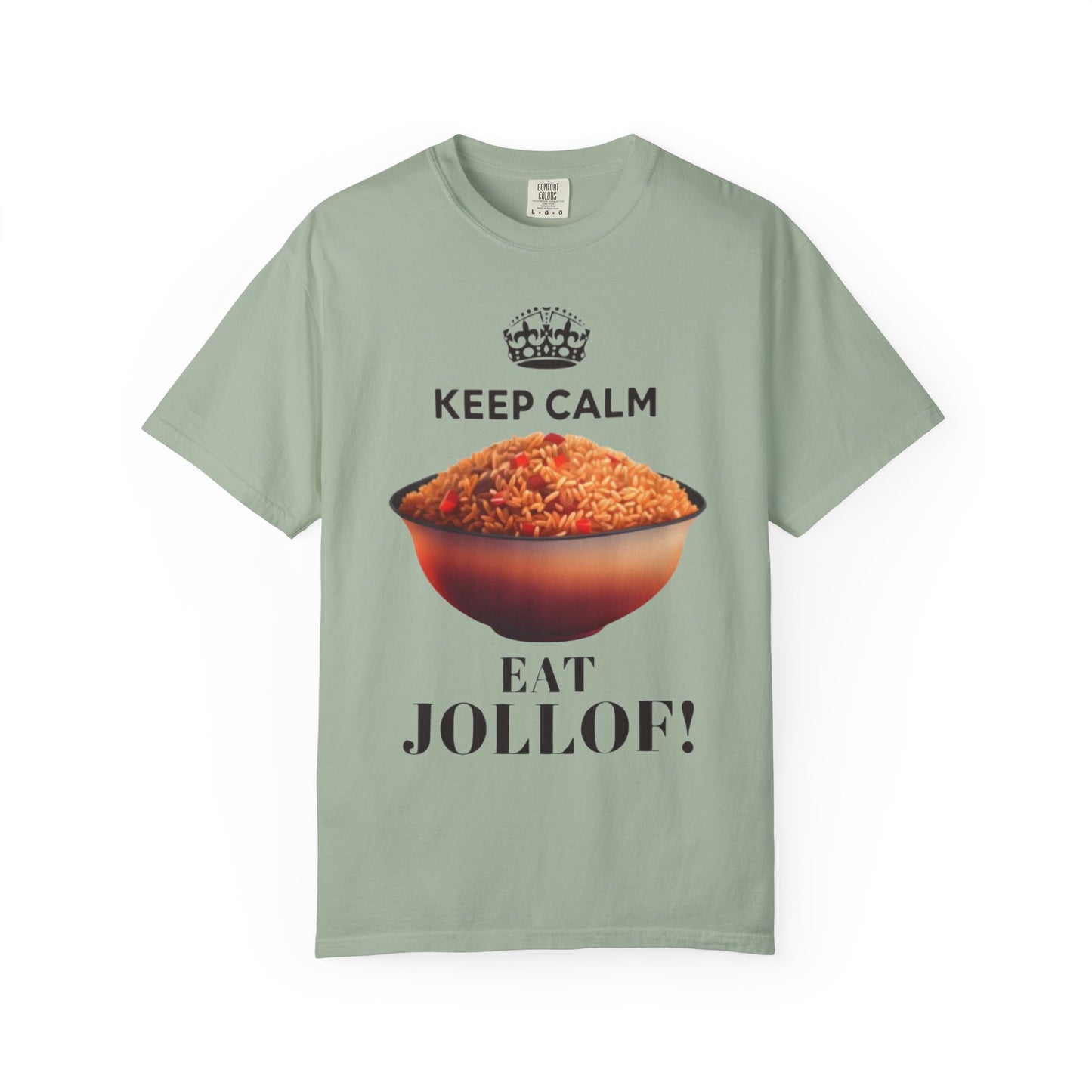Keep Calm Eat Jollof T-Shirt, Unisex Fun Tee, Gift for Foodies, Casual Wear, Cultural Apparel, Summer Festival Shirt