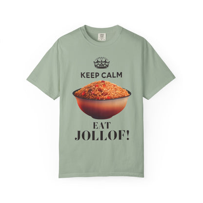 Keep Calm Eat Jollof T-Shirt, Unisex Fun Tee, Gift for Foodies, Casual Wear, Cultural Apparel, Summer Festival Shirt