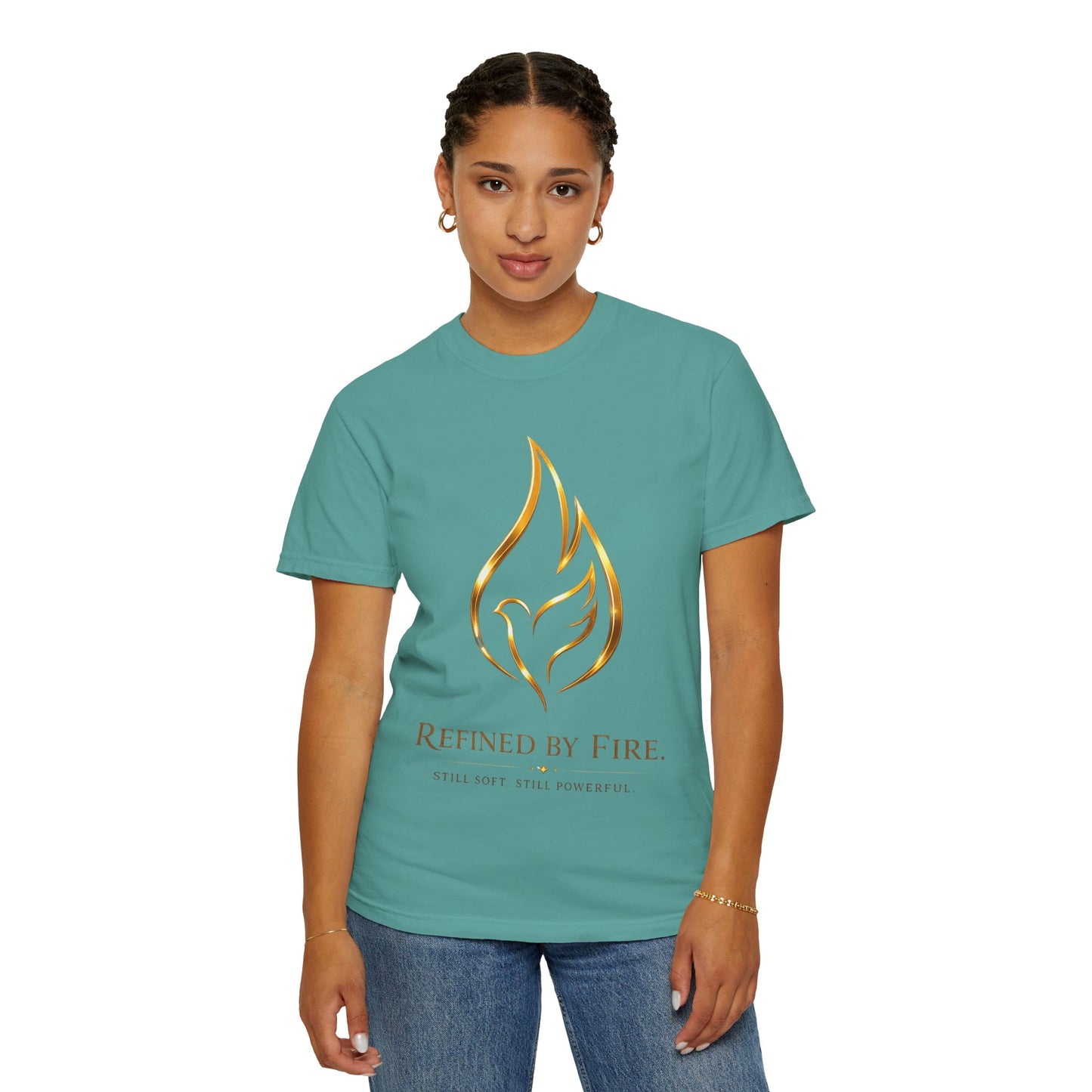 Refined By Fire Graphic T-Shirt — Inspirational Flame Dove Tee