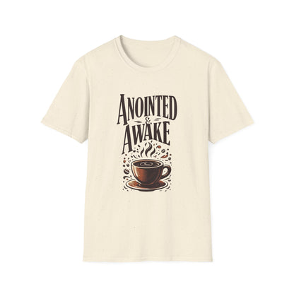 Coffee Lovers Unisex T-Shirt | Anointed & Awake Graphic Tee for Gift, Everyday Wear, Casual Style, Spiritual Motivational Shirt