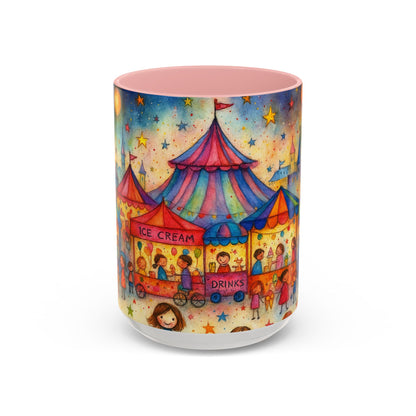 Whimsical Carnival Mug with Colorful Fairground Design, Perfect for Coffee Lovers, Gifts for Festivals, Cute Art Mug, Tea Cup