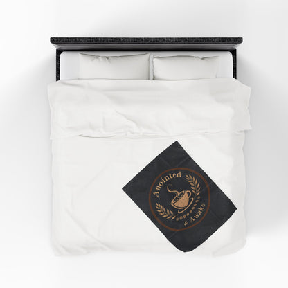 Cozy Velveteen Plush Blanket - Anointed & Awake, Coffee Lover Gift, Warm Home Decor, Ideal for Relaxation, Snuggle Up This Winter