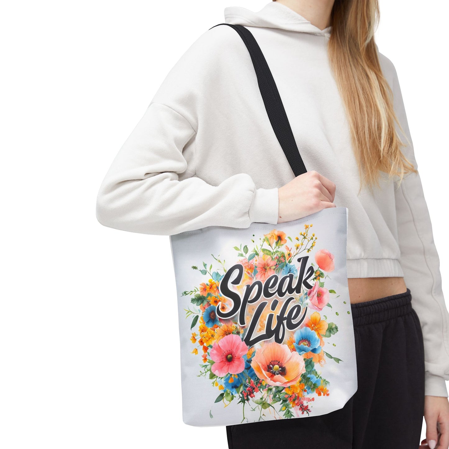 Floral Inspirational Tote Bag - 'Speak Life' Design, Motivational Gift, Carry-all Bag for Women, Eco-Friendly Shopping, Mother's Day, [...]