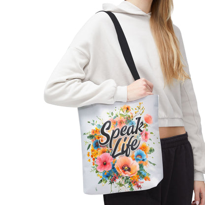 Floral Inspirational Tote Bag - 'Speak Life' Design, Motivational Gift, Carry-all Bag for Women, Eco-Friendly Shopping, Mother's Day, [...]