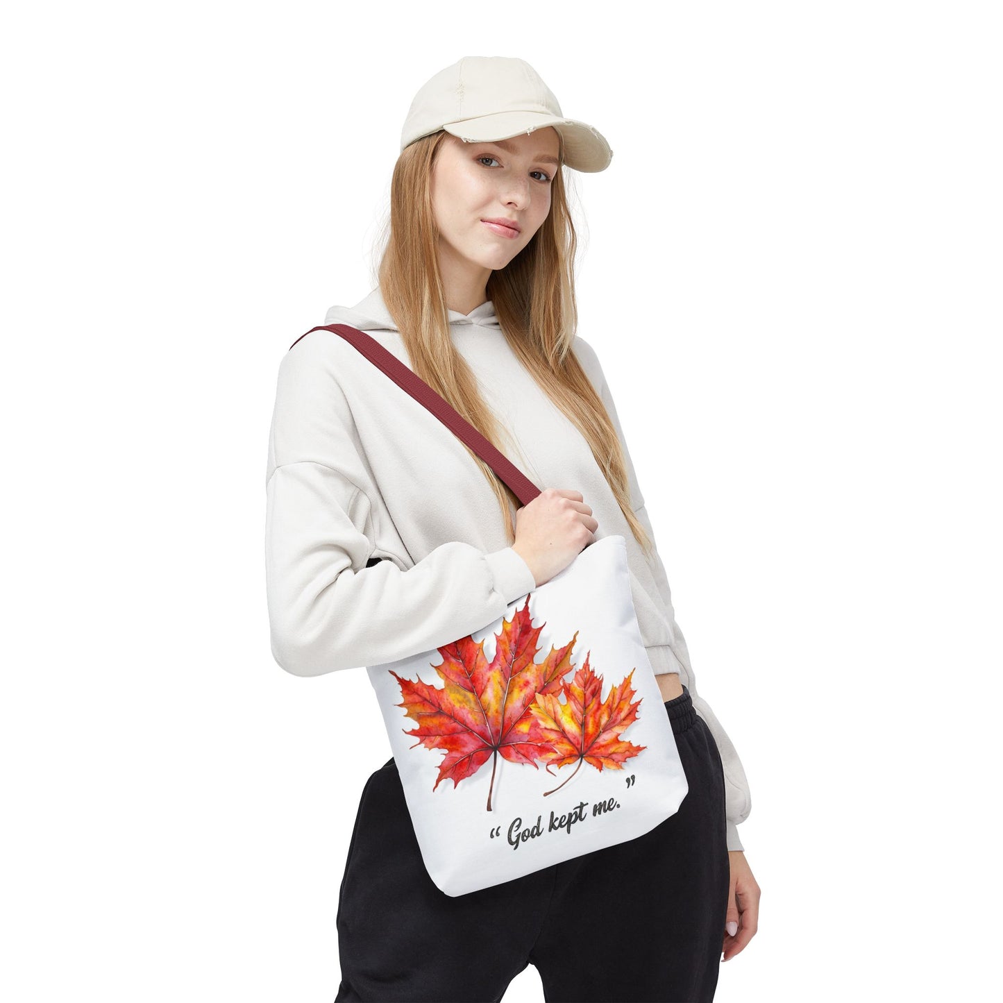 Autumn Leaves Tote Bag, God Kept Me Quote, Fall Accessories, Eco-Friendly Shopping Bag, Seasonal Gift, Canvas Bag