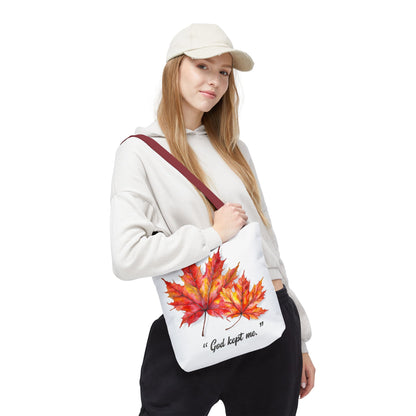Autumn Leaves Tote Bag, God Kept Me Quote, Fall Accessories, Eco-Friendly Shopping Bag, Seasonal Gift, Canvas Bag