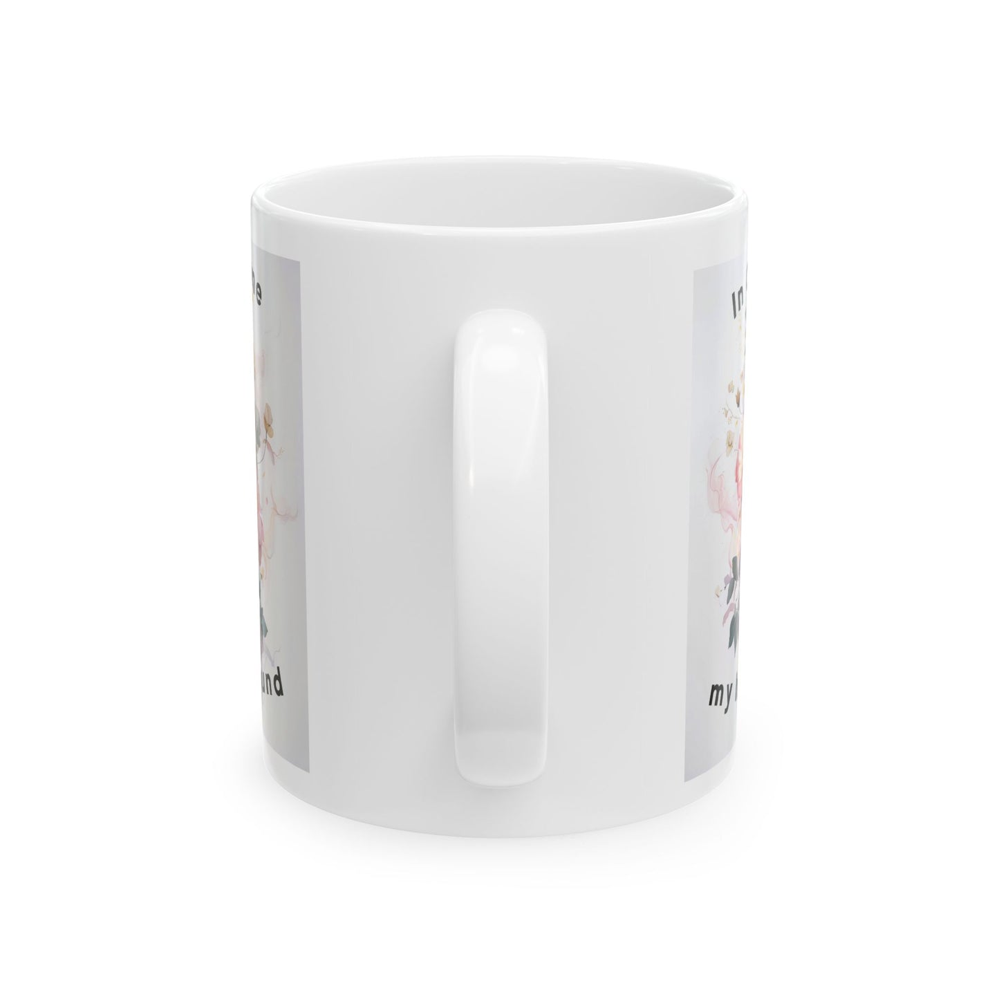 Floral Comfort Ceramic Mug, Coffee Cup Gift for Dog Lovers, Inspirational Mug for Birthdays, Housewarming, Pet Memorial
