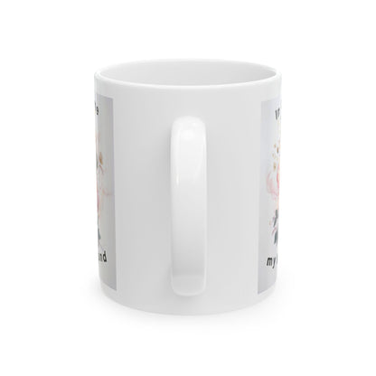 Floral Comfort Ceramic Mug, Coffee Cup Gift for Dog Lovers, Inspirational Mug for Birthdays, Housewarming, Pet Memorial