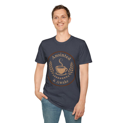 Anointed & Awake Coffee Lover T-Shirt, Unisex Tee, Gift for Coffee Enthusiasts, Casual Wear, Unique Coffee Shirt, Sip & Celebrate